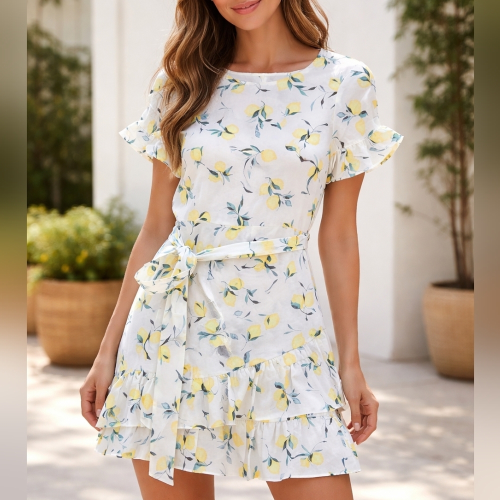 Banana Republic Yellow Lemon Print Dress